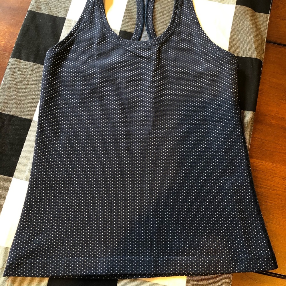 Lululemon Navy w/ white dots Racerback Tank.Size 6